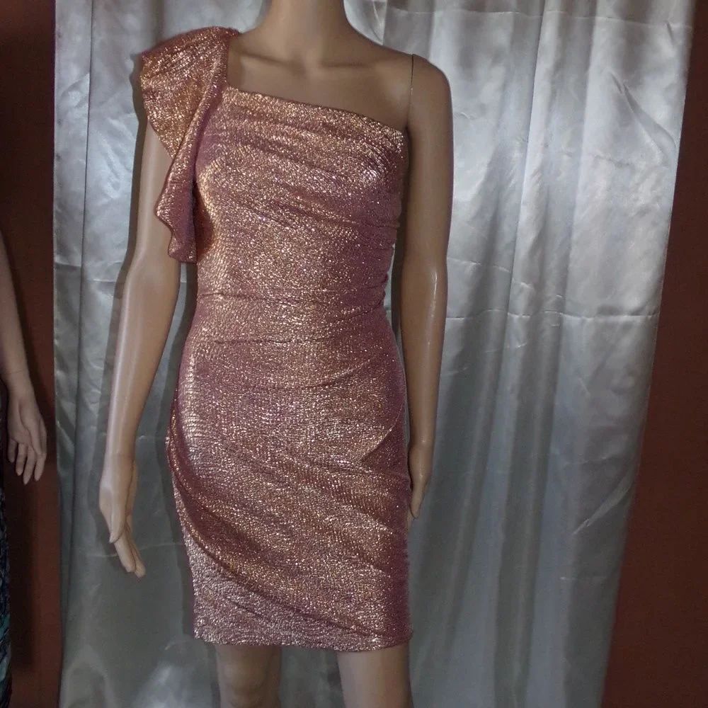 Hailey Logan Adrianna Papel Gold Shimmer Dress M
